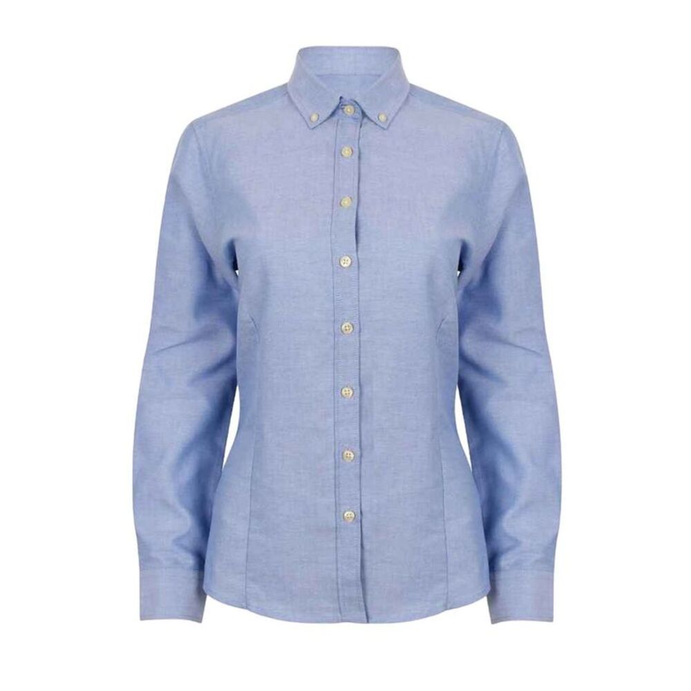 Henbury Womens/Ladies Modern Long Sleeve Oxford Shirt / Blue